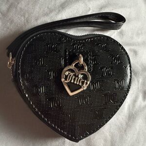 Juicy Couture Black Embossed Heart Wristlet
